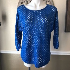 Chico's blue sequin 3/4 sleeve sweater size 2